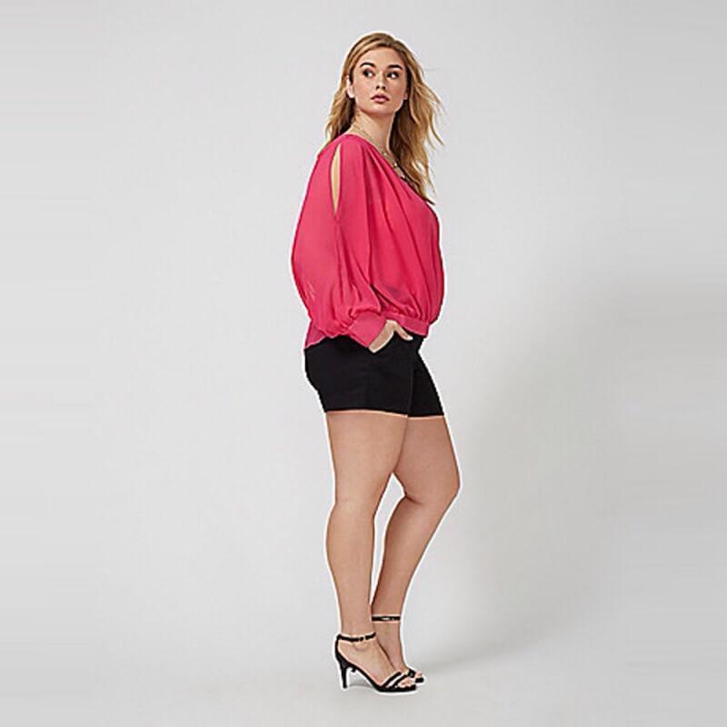 V Neck Long Blouson Sleeves Top